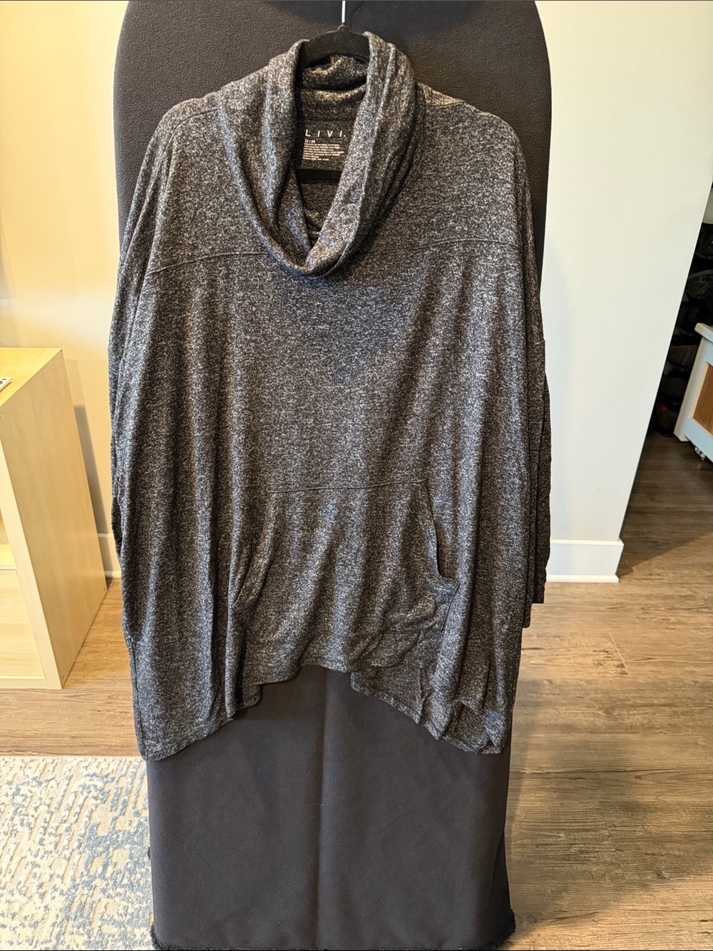 Livi Active Charcoal Gray Cowl Neck Pullover